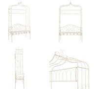 vidaXL Banc de jardin 122 cm Fer antique Blanc - Banc de jardin - Banc extérieur - Bancs extérieurs