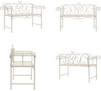 vidaXL Banc de jardin 132 cm Métal antique blanc - Banc de jardin - Banc extérieur - Bancs extérieurs