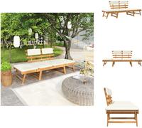 vidaXL Banc de jardin 2 en 1 avec coussins 190 cm bois massif acacia - Bancs de jardin