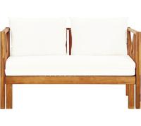 vidaXL Banc de jardin 2 places avec coussins 122 cm bois massif acacia