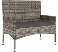 vidaXL Banc de jardin 2 places poly rotin gris avec coussins