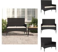 vidaXL Banc de jardin 2 places avec coussins noir Poly rotin - Bancs de jardin
