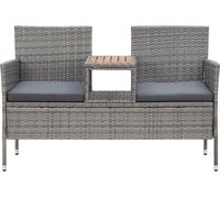 vidaXL Banc de jardin 2 places avec table de thé 143 cm – Poly rotin gris