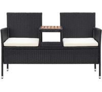 vidaXL Banc de jardin 2 places avec table de thé 143 cm Poly rotin noir