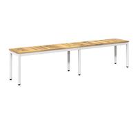 vidaXL Banc de jardin, 201 x 35 x 45 cm, en bois d'acacia massif, blanc, à angle droit