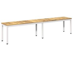 vidaXL Banc de jardin, 201 x 35 x 45 cm, en bois d'acacia massif, blanc, à angle droit