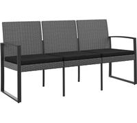 vidaXL Banc de jardin 3 places avec coussins Gris foncé Rotin PP