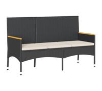 vidaXL Banc de jardin 3 places avec coussins noir Poly rotin
