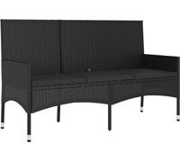 vidaXL Banc de jardin 3 places avec coussins noir Poly rotin