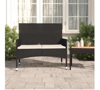 vidaXL Banc de Jardin à 2 Places avec Coussins Noir Résine Tressée 319488