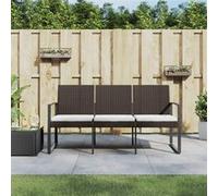 vidaXL Banc de jardin à 3 places avec coussins marron PP rotin, siège, chaise de banc, banc de patio, siège de banc, banc d'extérieur, siège de jardin Marron G