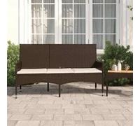 vidaXL Banc de jardin 3 places avec coussins Marron Poly rotin