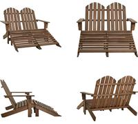 vidaXL Banc de jardin Adirondack 2 places avec repose-pieds, bois de sapin, marron - Chaise de jardin - Chaises de jardin - Fauteuil de jardin - Chaise d'extérieur