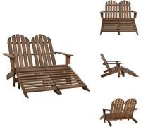 vidaXL Banc de jardin Adirondack 2 places avec repose-pieds, bois de sapin, marron - Chaises de jardin