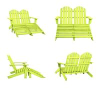 vidaXL Banc de jardin Adirondack 2 places avec repose-pieds, bois de sapin, vert - Chaise de jardin - Chaises de jardin - Fauteuil de jardin - Chaise d'extérieur