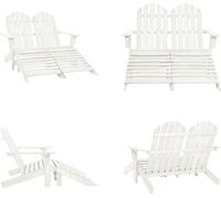 vidaXL Banc de jardin Adirondack 2 places avec repose-pieds en bois de sapin blanc - Chaise de jardin - Chaises de jardin - Chaise d'extérieur