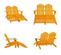 vidaXL Banc de jardin Adirondack pour 2 personnes avec repose-pieds, en bois de pin, couleur orange - Chaise de jardin - Chaises de jardin - Fauteuil de jardin - Siège d'extérieur
