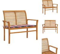 vidaXL Banc de jardin avec coussin à carreaux rouges, 112 cm, bois de teck massif - Bancs de jardin