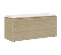 vidaXL Banc de jardin avec coussin beige 110x40x44 cm résine tressée