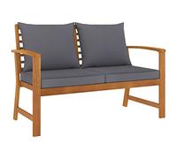 vidaXL Banc de Jardin avec Coussin Canapé de Patio Banc d'Extérieur Meuble de Jardin Terrasse Cour Gris Foncé 120 cm Bois Solide d'Acacia