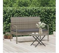 vidaXL Banc de jardin avec coussin gris 105 cm résine tressée 362167