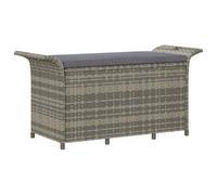 vidaXL Banc de jardin en poly rotin 116x46x57 cm avec coussins Gris