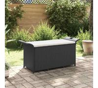 vidaXL Banc de jardin avec coussin noir 116x46x57 cm résine tressée