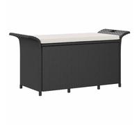 vidaXL – Banc de jardin – Poly rotin avec coussins – 116x46x57 cm – Noir
