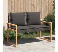 vidaXL Banc de jardin avec coussins noir Poly rotin acacia