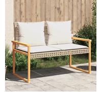 vidaXL Banc de jardin avec coussins – poly rotin et acacia – Beige
