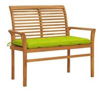 vidaXL Banc de jardin avec revêtement vert clair 112 cm bois massif teck