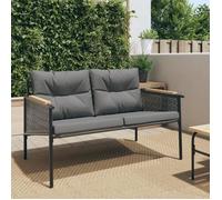 vidaXL Banc de jardin 116 cm avec coussins Noir Acier