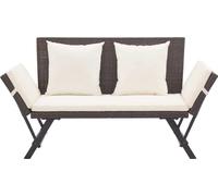 vidaXL Banc de jardin avec coussins 176 cm brun Poly rotin