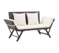 vidaXL Banc de jardin avec coussins 176 cm brun Poly rotin