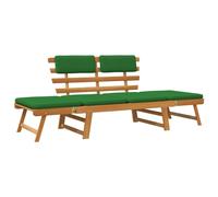 vidaXL Banc de jardin avec coussins 2-en-1 190 cm bois massif acacia