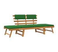 vidaXL Banc de Jardin avec Coussins 2-en-1 190 cm Bois Solide d'acacia