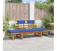 vidaXL Banc de jardin avec coussins 2-en-1 190 cm bois massif acacia