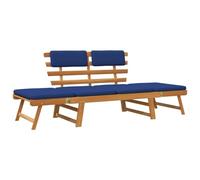 vidaXL Banc de Jardin avec Coussins 2-en-1 190 cm Bois Solide d'acacia | Bascule facilement entre un banc et une chaise longue, fabriqué à partir de bois d'acacia massif pour plus de solidité