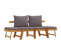 vidaXL Banc de jardin avec coussins 2 en 1 Bois massif Acacia