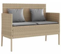 vidaXL Banc de jardin avec coussins Beige Poly Rattan