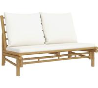 vidaXL Banc de jardin avec coussins en bambou blanc crème