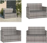 vidaXL Banc de jardin avec coussins Gris 105 cm en rotin synthétique - Banc de jardin - Bancs de jardin - Mobilier de jardin - Mobilier de terrasse