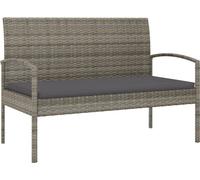 vidaXL Banc de jardin 105 cm avec coussins Poly rotin Gris