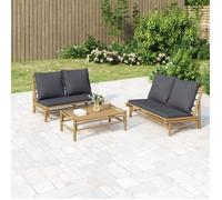 vidaXL Banc de jardin avec coussins gris foncé en bambou