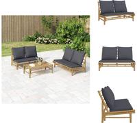 vidaXL Banc de jardin avec coussins gris foncé en bambou - éléments de canapé de jardin