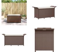 vidaXL Banc de jardin avec coussins Marron 116x46x57 cm Poly rotin - Banc de jardin - Banc de jardin - Banc d'extérieur
