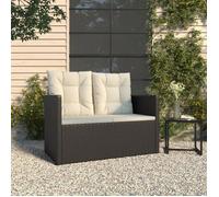 vidaXL Banc de jardin avec coussins Noir 105 cm Poly rotin