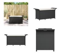 vidaXL Banc de jardin avec coussins Noir 116x46x57 cm Poly rotin - Banc de jardin - Banc de jardin - Banc d'extérieur