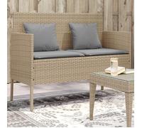vidaXL Banc de jardin avec coussins – Poly rattan beige, rangement 113 cm