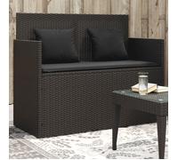 vidaXL Banc de jardin avec coussins noir Poly rotin
